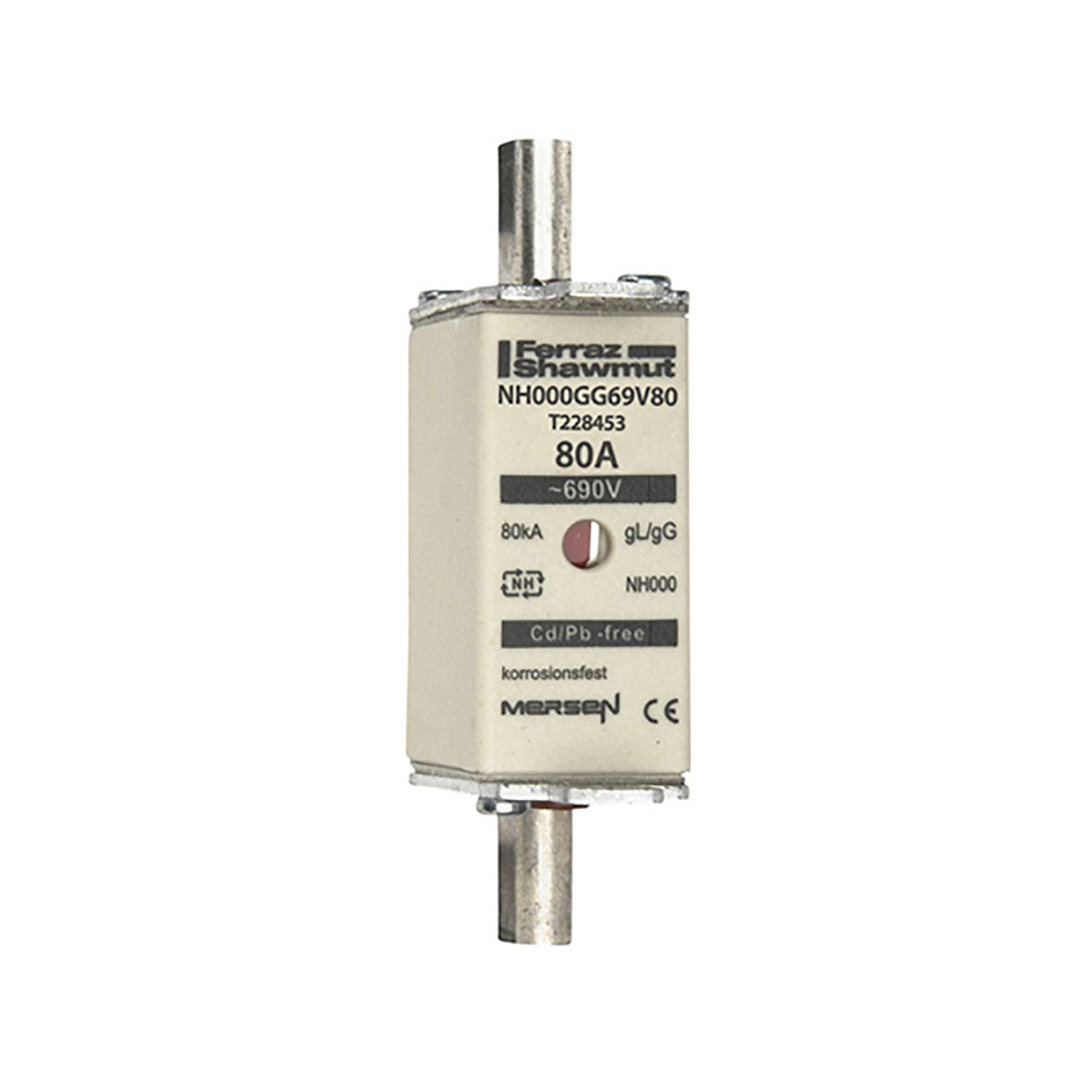 T228453 - NH fuse-link gG, 690VAC, size 000, 80A double indicator/live tags